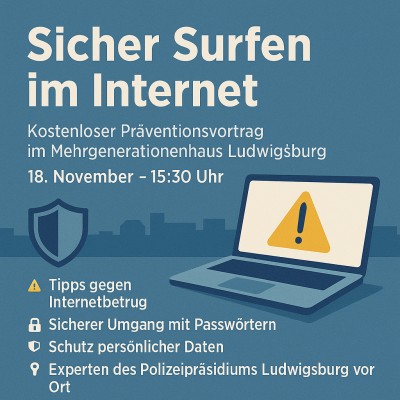 Sicher surfen: Präventionsvortrag im Mehrgenerationenhaus Ludwigsburg